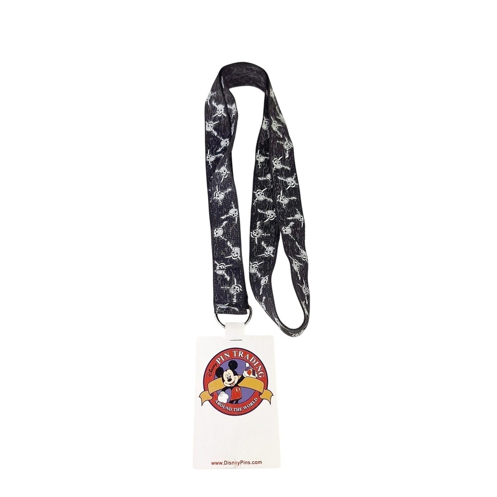 Disney Pirates‎ of the Caribbean Pin Trading Lanyard Skull Crossbones Black